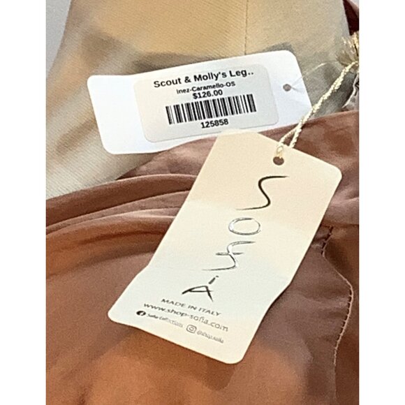 Sofia Made In Italy Womens OS Loose Fit Satin Blouse Caramello Lagenlook Classic - Picture 4 of 6